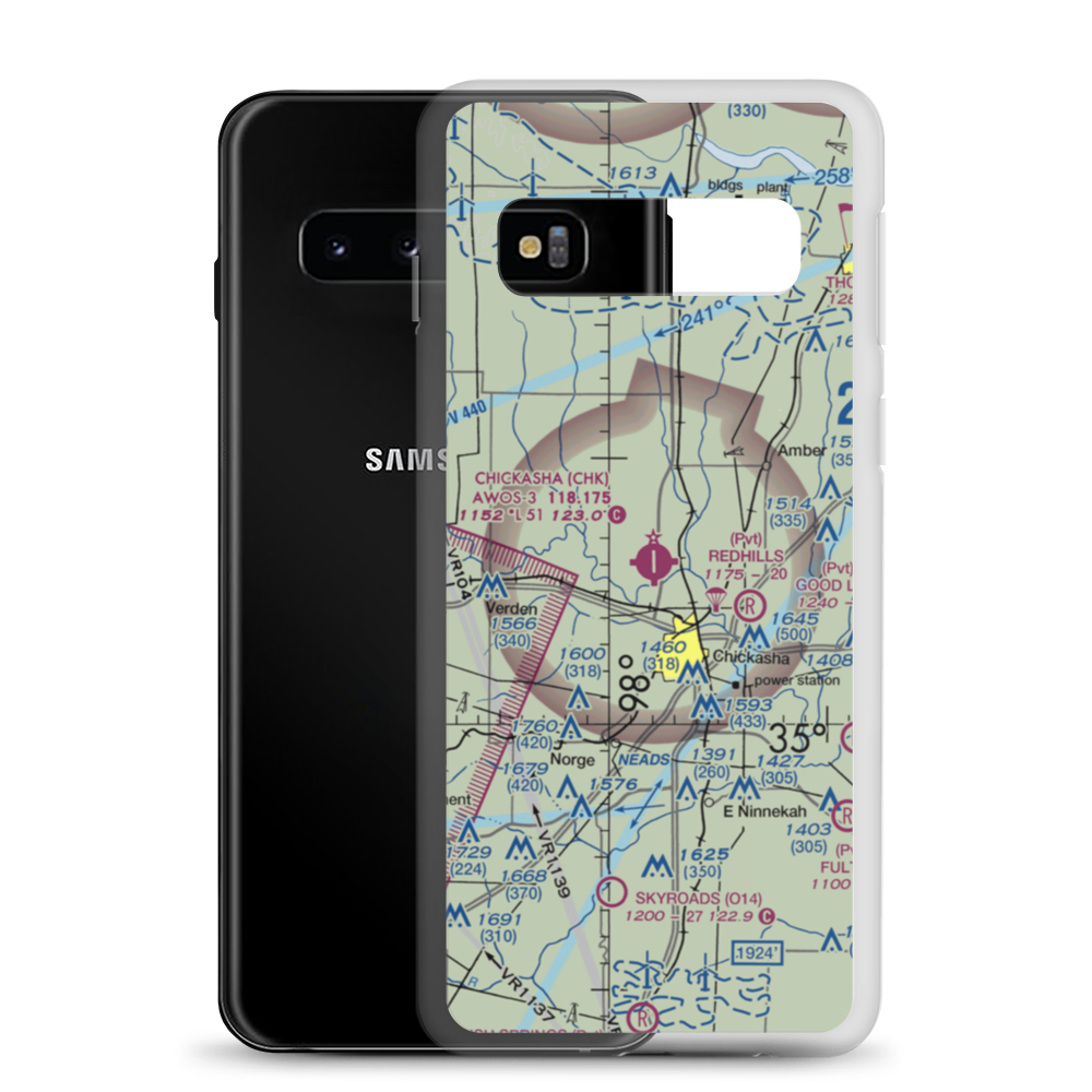 Chickasha Municipal Airport (CHK) VFR Sectional Samsung Case Samsung Galaxy S10 model shown
