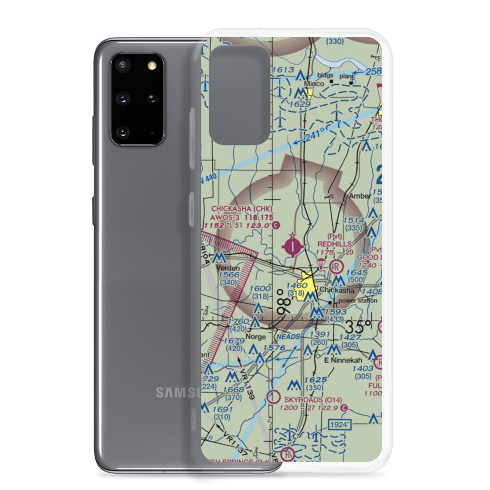 Chickasha Municipal Airport (CHK) VFR Sectional Samsung Case Samsung Galaxy S20 Plus model shown