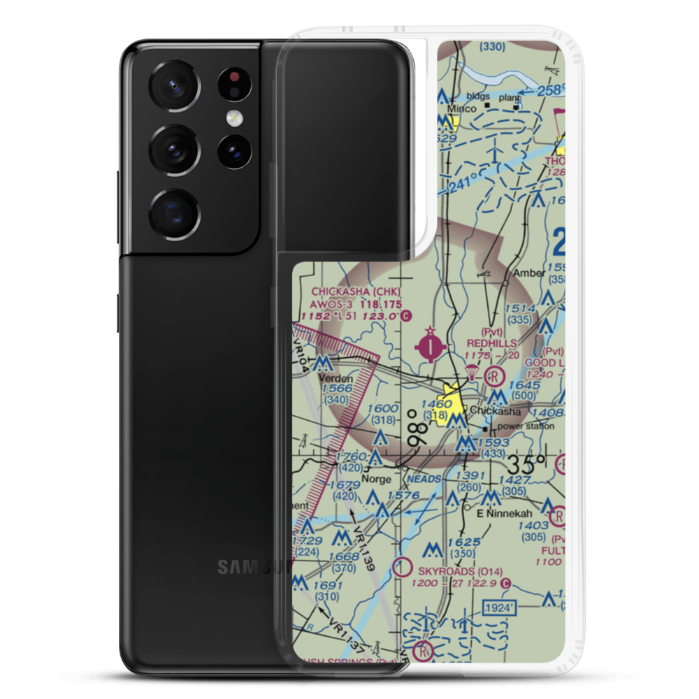 Chickasha Municipal Airport (CHK) VFR Sectional Samsung Case Samsung Galaxy S21 Ultra model shown