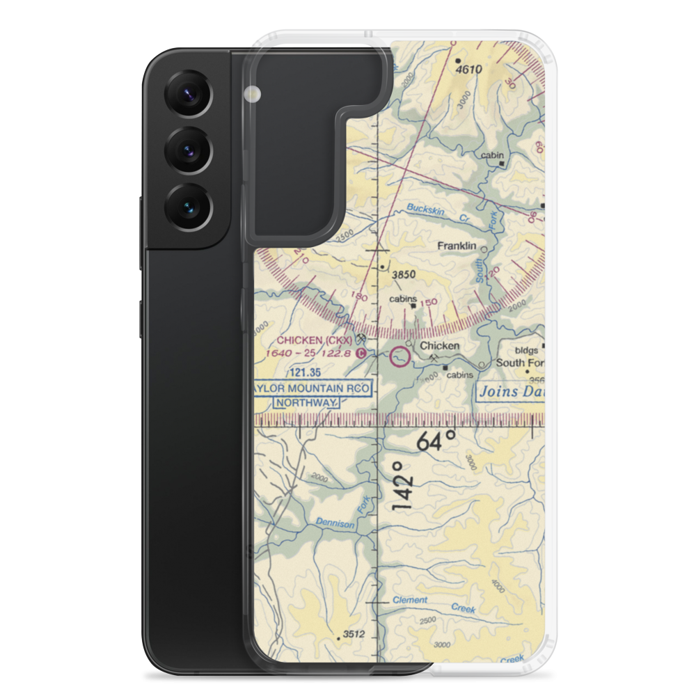 Chicken Airport (CKX) VFR Sectional Samsung Case Samsung Galaxy S22 Plus model shown