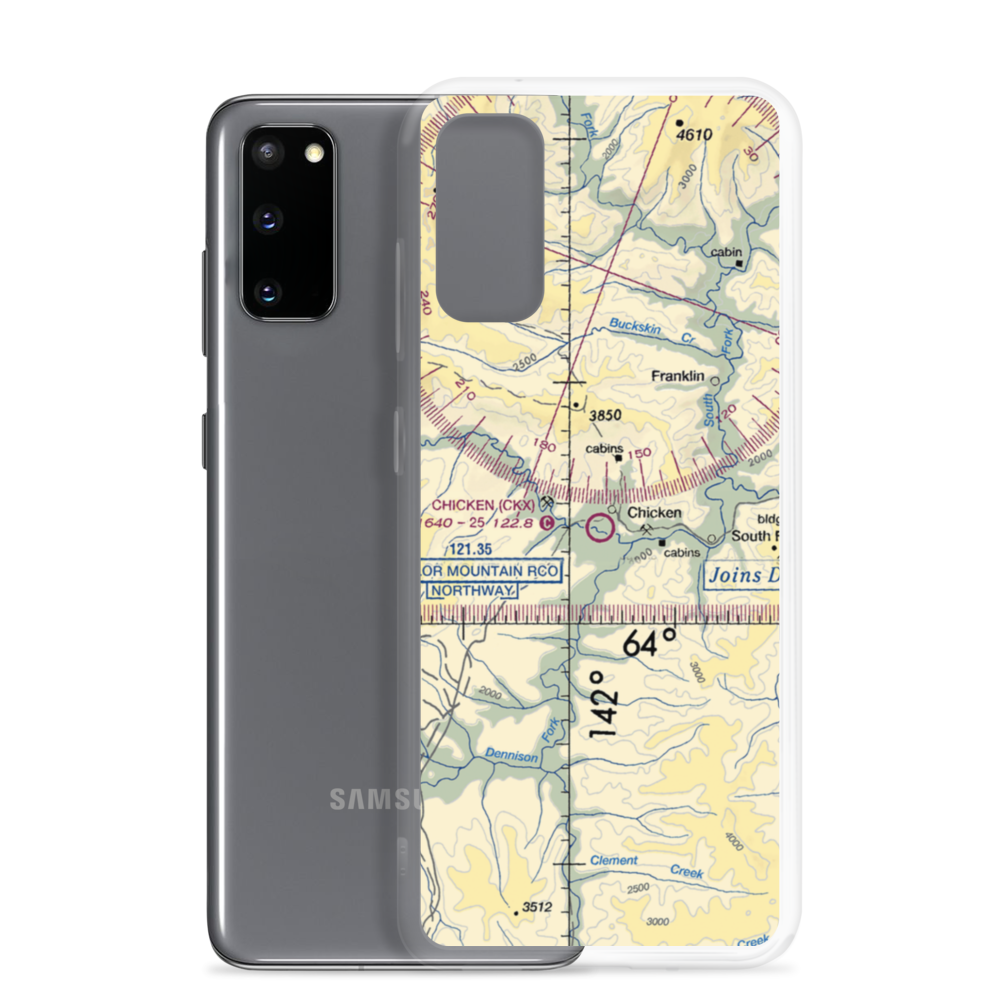 Chicken Airport (CKX) VFR Sectional Samsung Case Samsung Galaxy S20 model shown