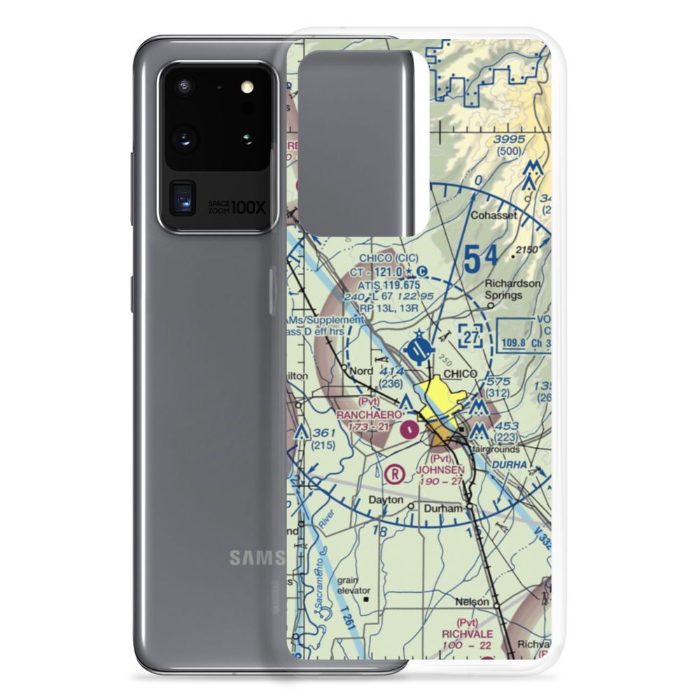 Chico Municipal Airport (CIC) VFR Sectional Samsung Case Samsung Galaxy S20 Ultra model shown