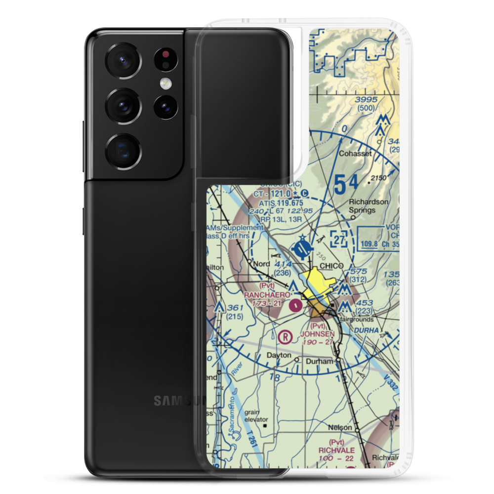 Chico Municipal Airport (CIC) VFR Sectional Samsung Case Samsung Galaxy S21 Ultra model shown