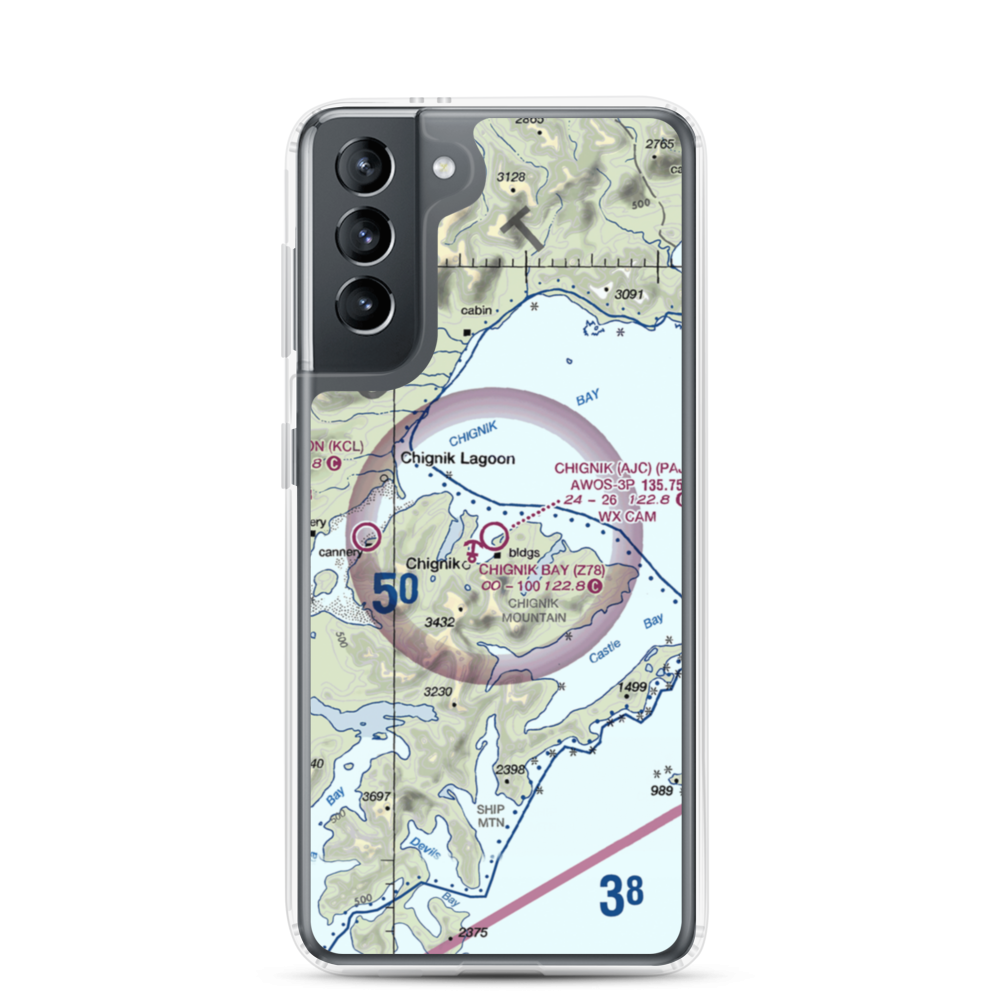 Chignik Airport (AJC) VFR Sectional Samsung Case Samsung Galaxy S21 model shown