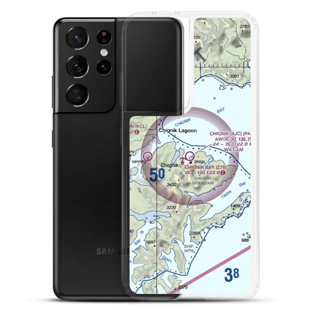 Chignik Airport (AJC) VFR Sectional Samsung Case Samsung Galaxy S21 Ultra model shown