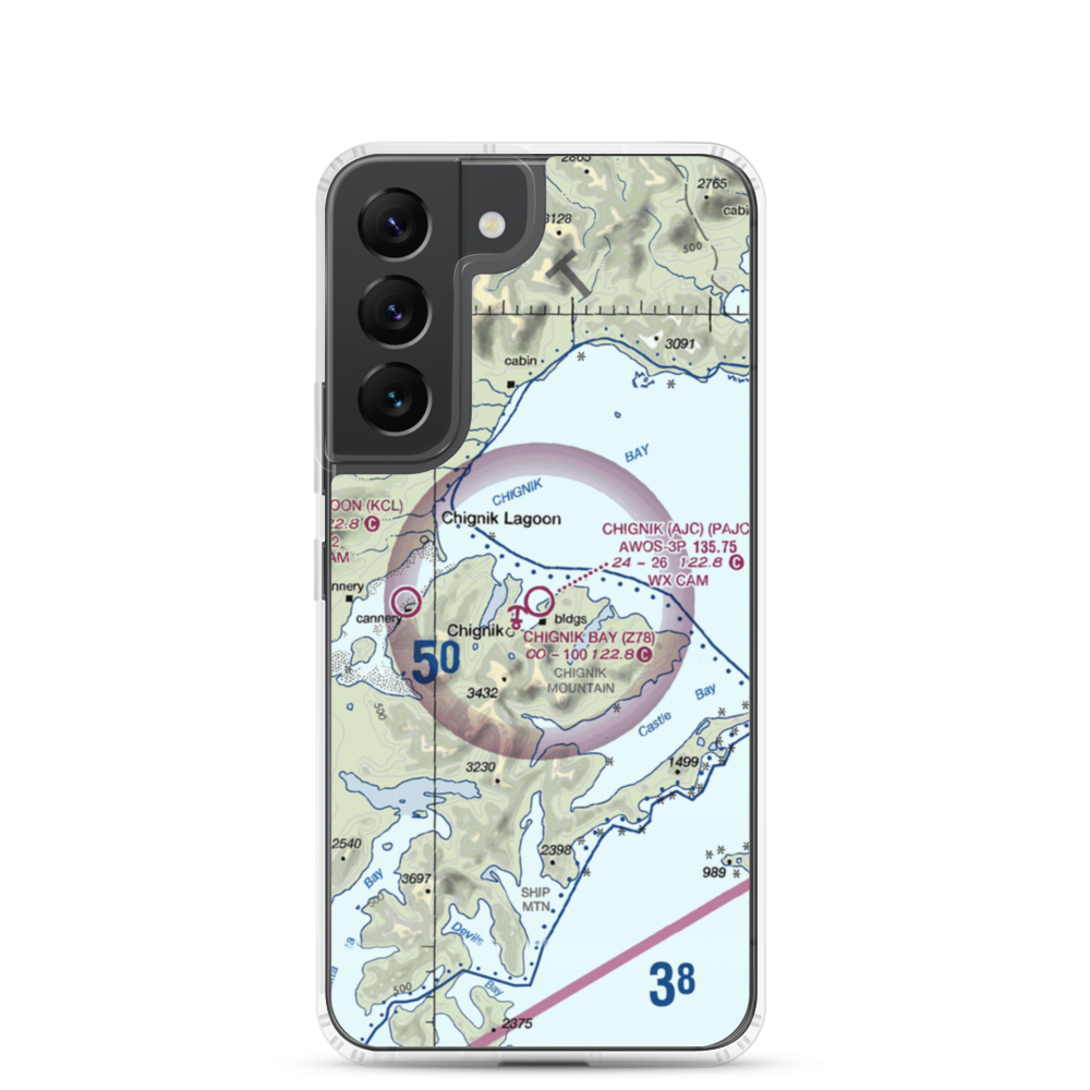 Chignik Airport (AJC) VFR Sectional Samsung Case Samsung Galaxy S22 model shown