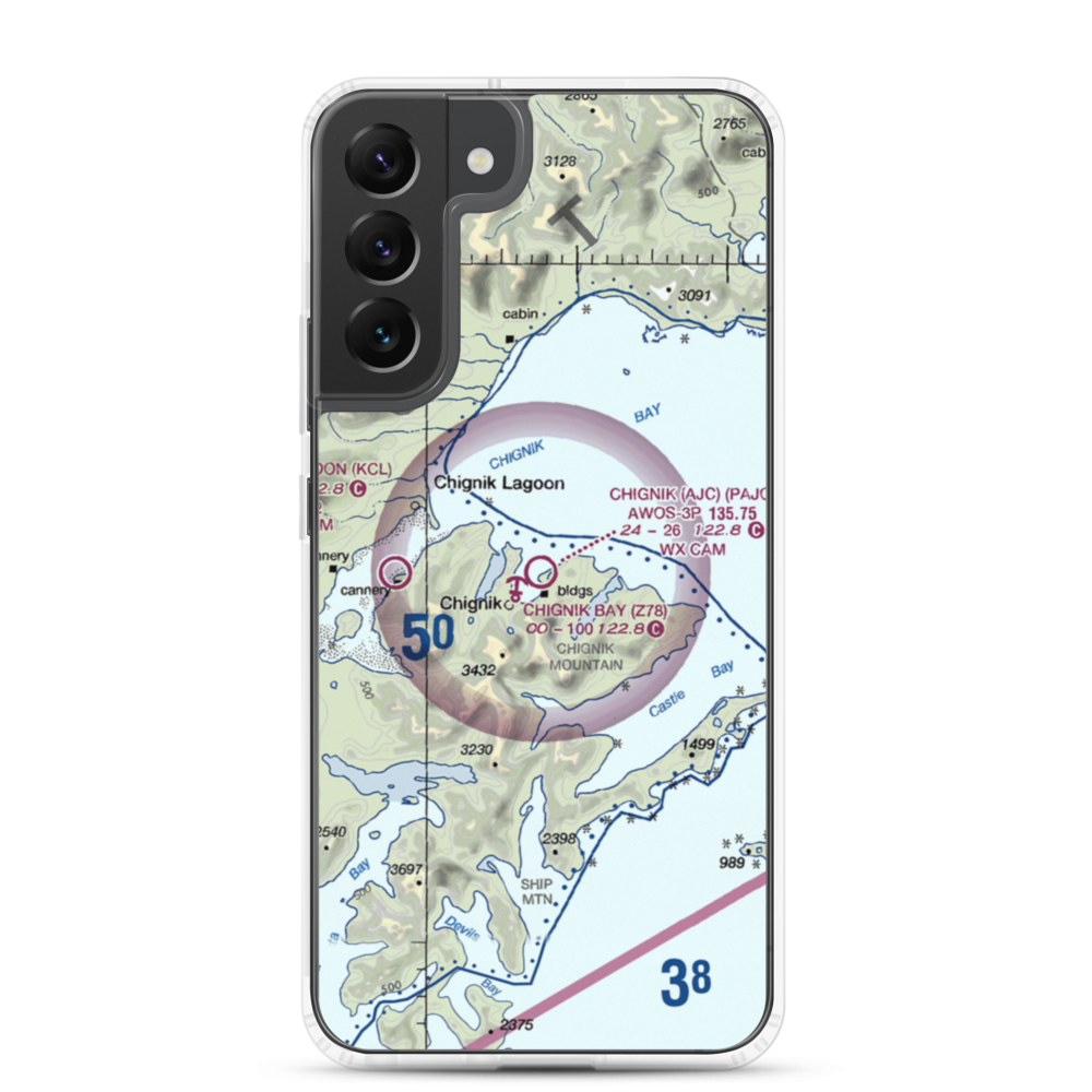 Chignik Airport (AJC) VFR Sectional Samsung Case Samsung Galaxy S22 Plus model shown
