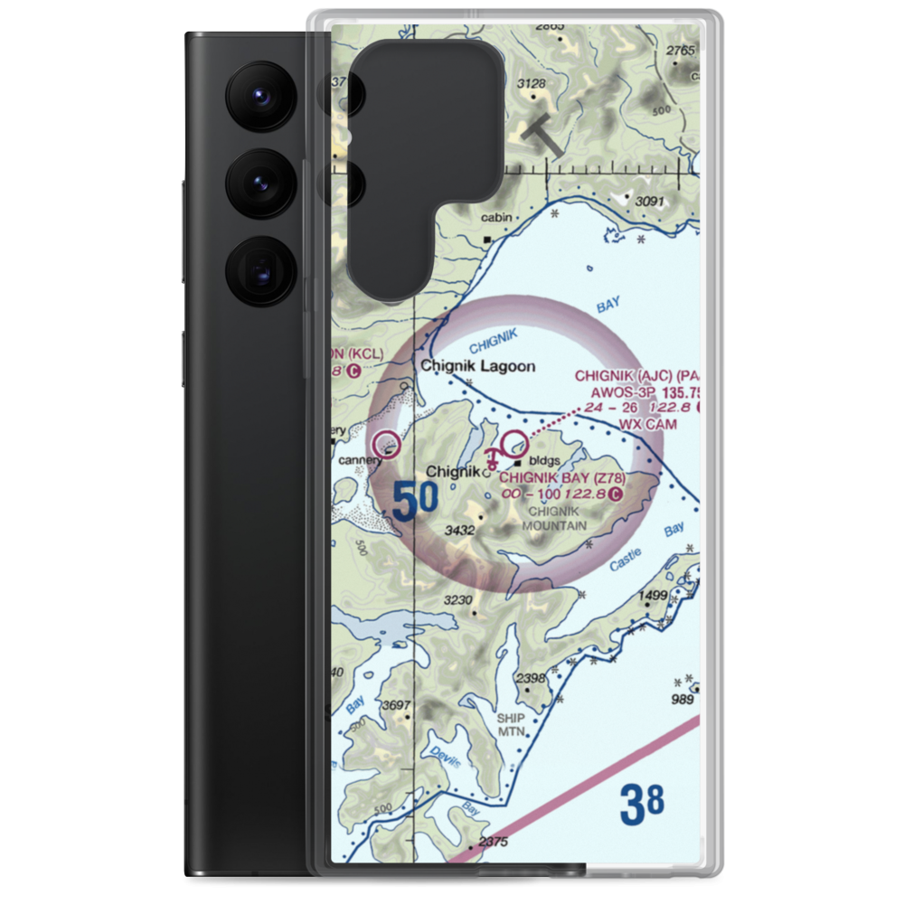 Chignik Airport (AJC) VFR Sectional Samsung Case Samsung Galaxy S22 Ultra model shown