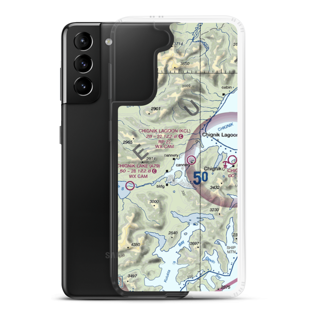Chignik Fisheries Airport (KCG) VFR Sectional Samsung Case Samsung Galaxy S21 Plus model shown