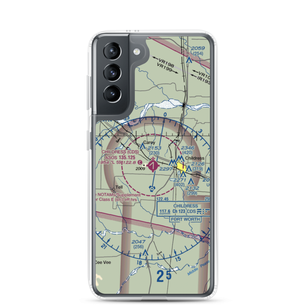 Childress Municipal Airport (CDS) VFR Sectional Samsung Case Samsung Galaxy S21 model shown