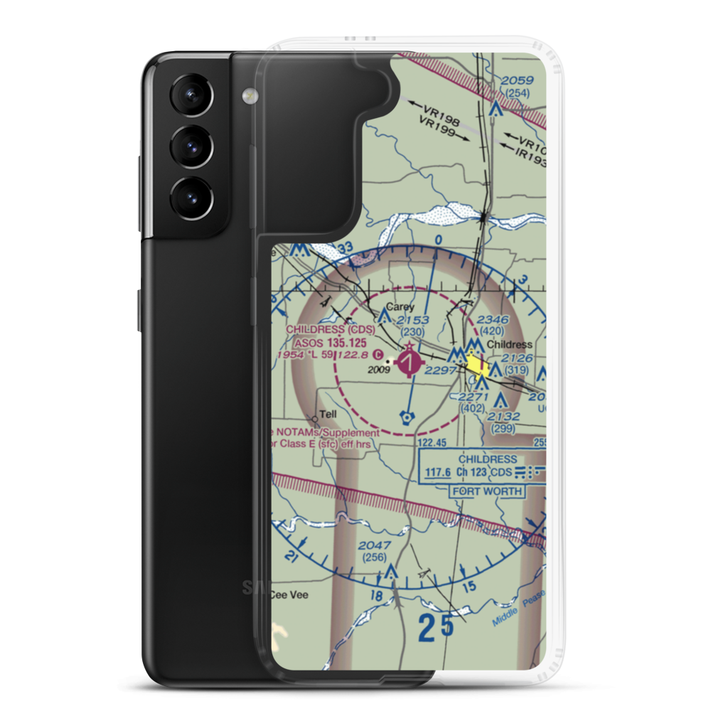 Childress Municipal Airport (CDS) VFR Sectional Samsung Case Samsung Galaxy S21 Plus model shown