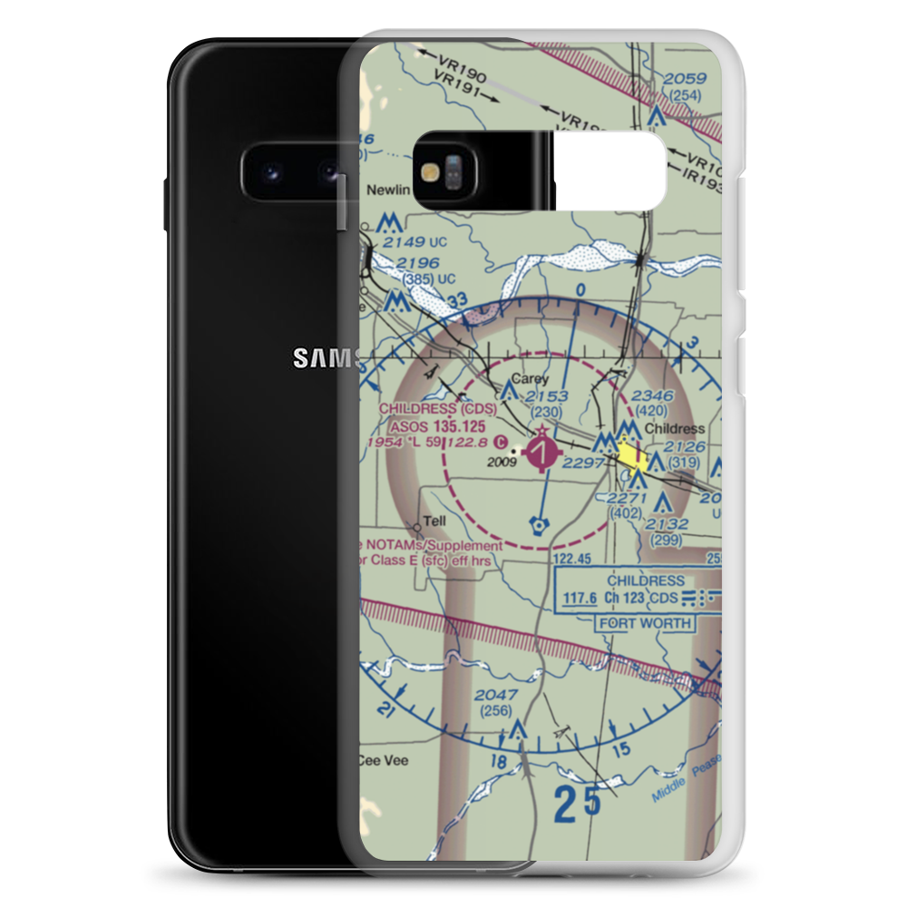 Childress Municipal Airport (CDS) VFR Sectional Samsung Case Samsung Galaxy S10+ model shown