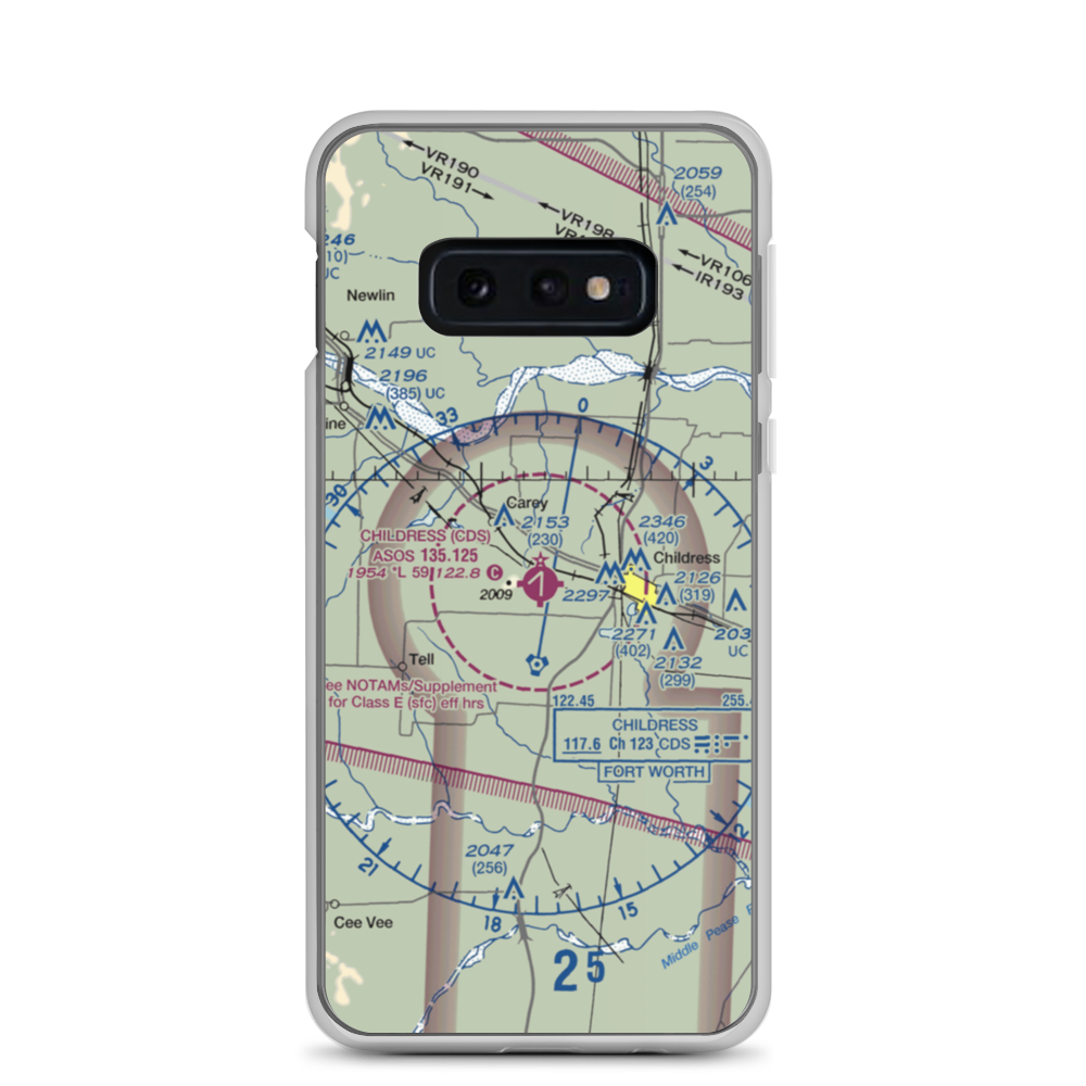 Childress Municipal Airport (CDS) VFR Sectional Samsung Case Samsung Galaxy S10e model shown