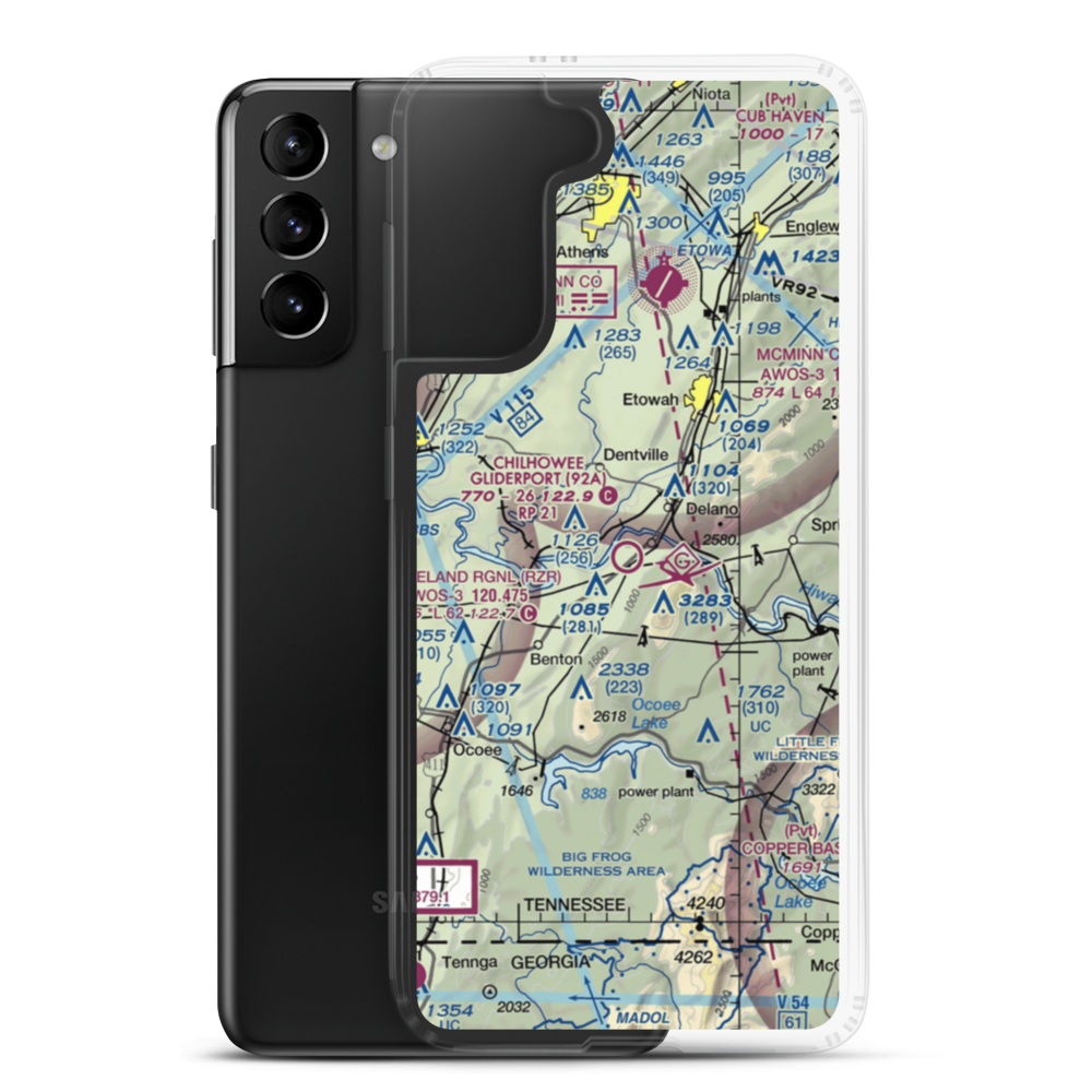 Chilhowee Gliderport (92A) VFR Sectional Samsung Case Samsung Galaxy S21 Plus model shown