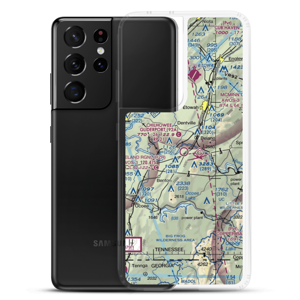 Chilhowee Gliderport (92A) VFR Sectional Samsung Case Samsung Galaxy S21 Ultra model shown