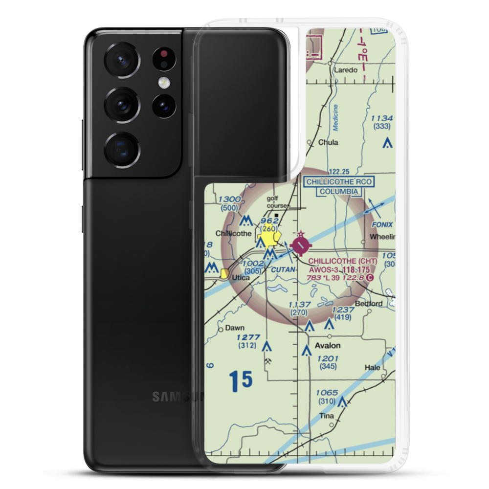 Chillicothe Municipal Airport (CHT) VFR Sectional Samsung Case Samsung Galaxy S21 Ultra model shown