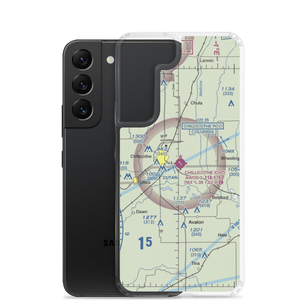 Chillicothe Municipal Airport (CHT) VFR Sectional Samsung Case Samsung Galaxy S22 model shown