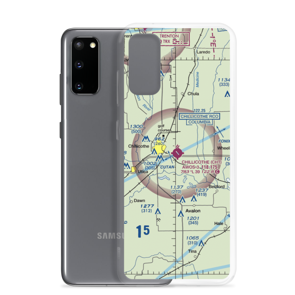 Chillicothe Municipal Airport (CHT) VFR Sectional Samsung Case Samsung Galaxy S20 model shown