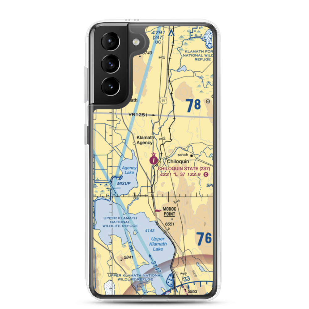 Chiloquin State Airport (2S7) VFR Sectional Samsung Case Samsung Galaxy S21 Plus model shown
