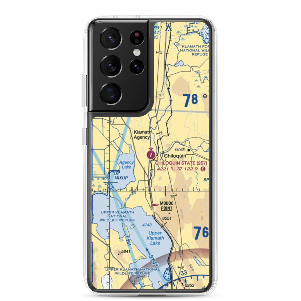 Chiloquin State Airport (2S7) VFR Sectional Samsung Case Samsung Galaxy S21 Ultra model shown