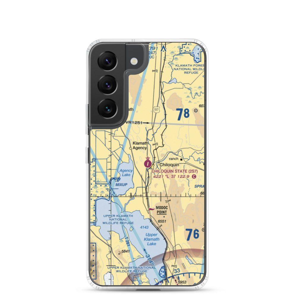 Chiloquin State Airport (2S7) VFR Sectional Samsung Case Samsung Galaxy S22 model shown