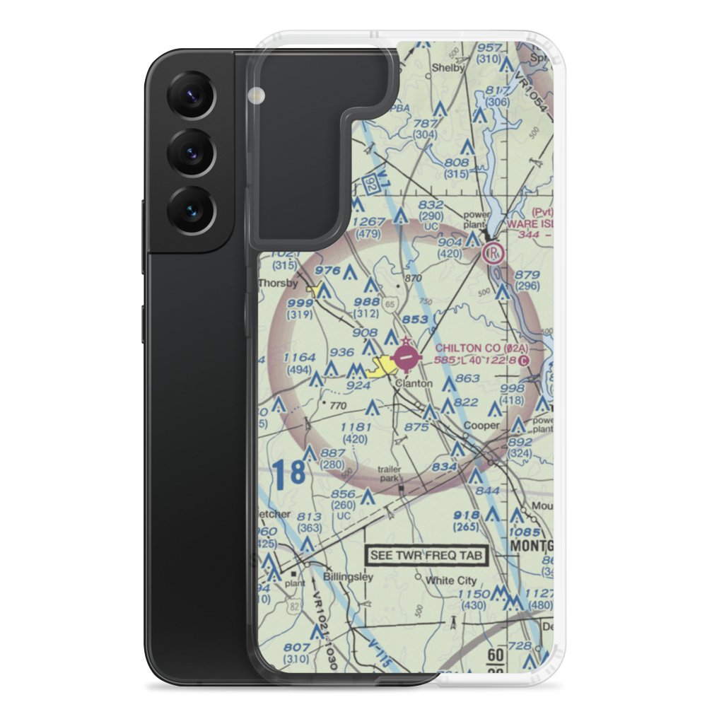 Chilton County Airport / Gragg-Wade Field (02A) VFR Sectional Samsung Case Samsung Galaxy S22 Plus model shown