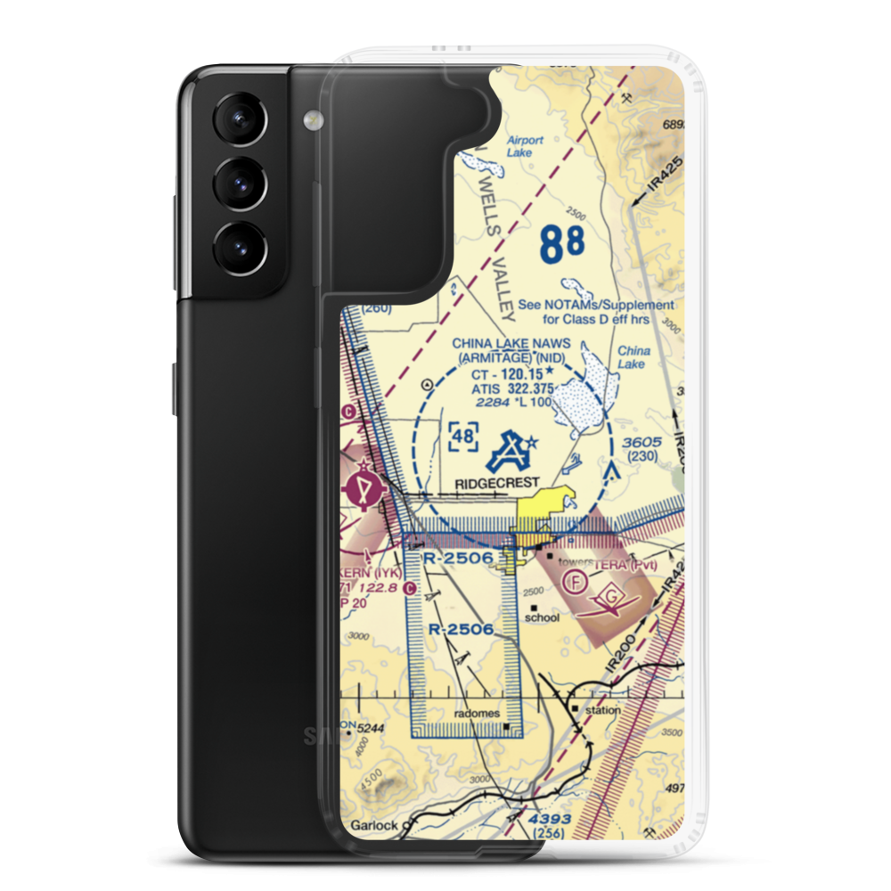 China Lake Naws (Armitage Field) Airport (NID) VFR Sectional Samsung Case Samsung Galaxy S21 Plus model shown