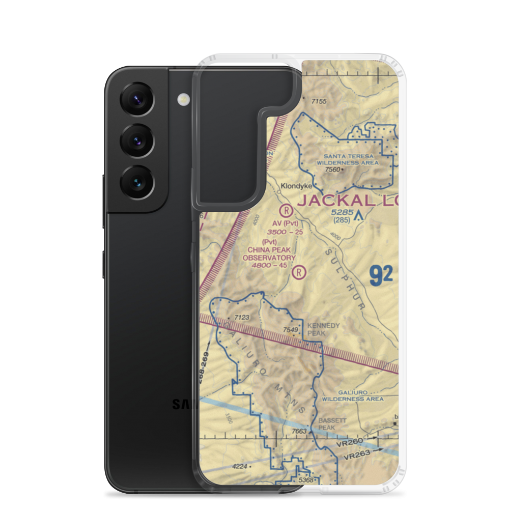 China Peak Observatory Airport (AZ45) VFR Sectional Samsung Case Samsung Galaxy S22 model shown