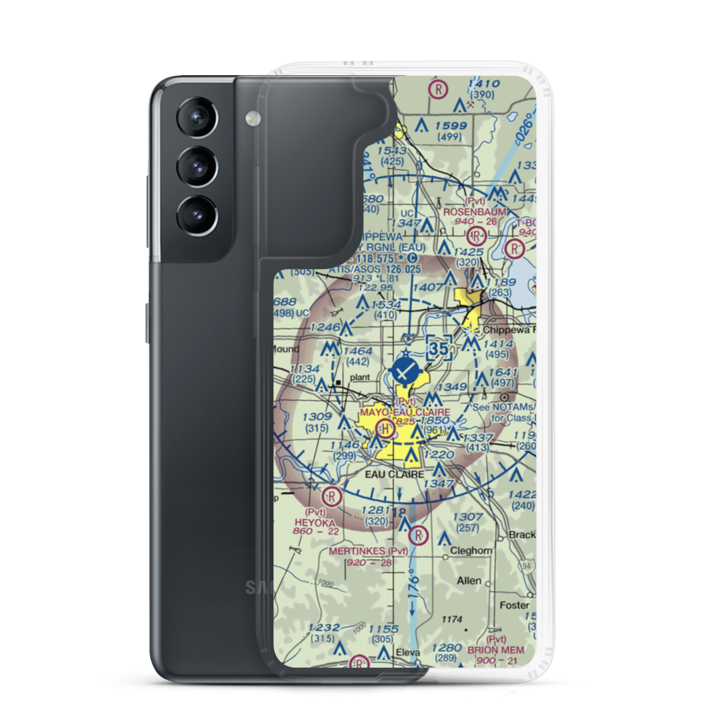 Chippewa Valley Regional Airport (EAU) VFR Sectional Samsung Case Samsung Galaxy S21 model shown
