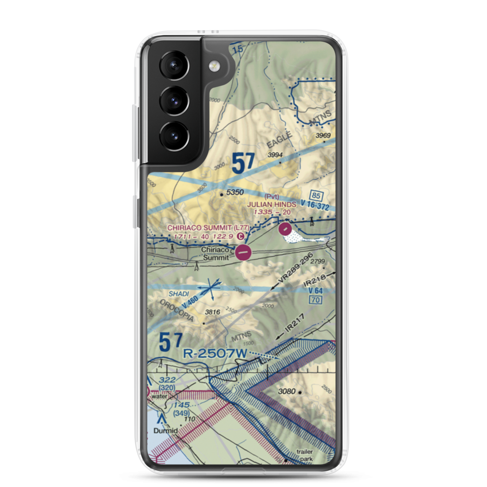 Chiriaco Summit Airport (L77) VFR Sectional Samsung Case Samsung Galaxy S21 Plus model shown