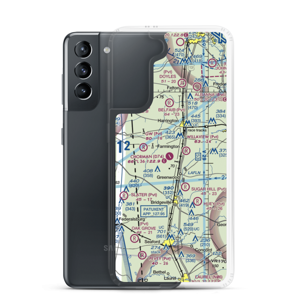 Chorman Airport (D74) VFR Sectional Samsung Case Samsung Galaxy S21 model shown