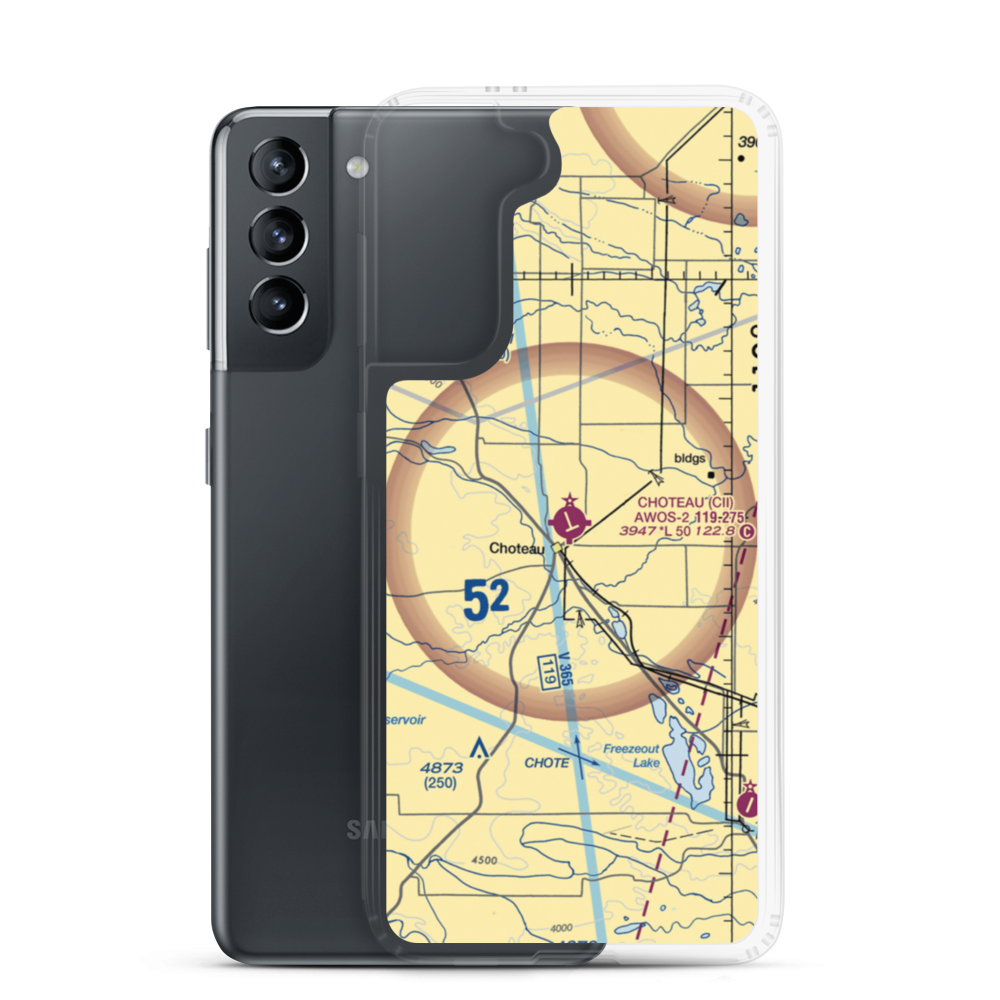 Choteau Airport (CII) VFR Sectional Samsung Case Samsung Galaxy S21 model shown