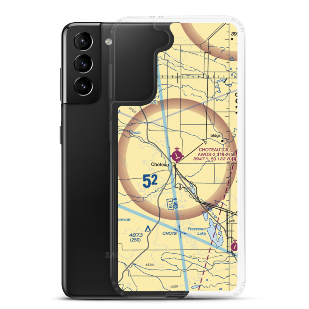 Choteau Airport (CII) VFR Sectional Samsung Case Samsung Galaxy S21 Plus model shown