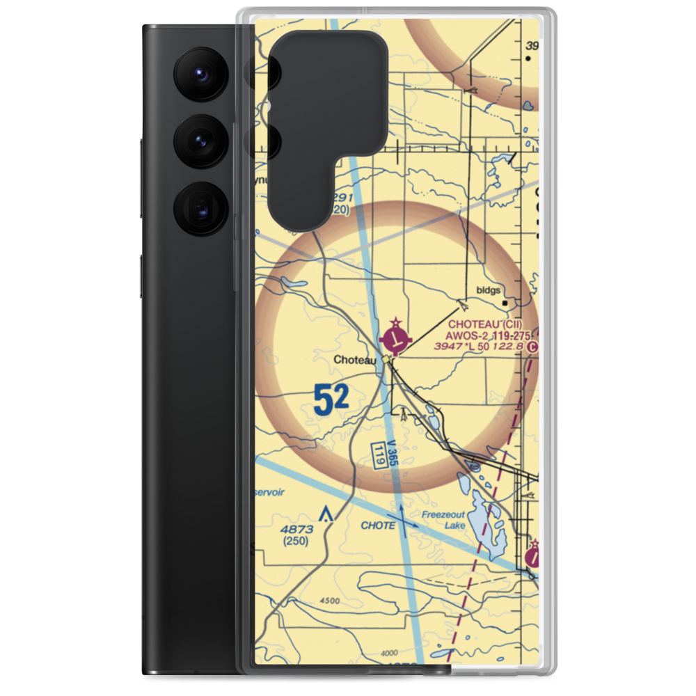 Choteau Airport (CII) VFR Sectional Samsung Case Samsung Galaxy S22 Ultra model shown