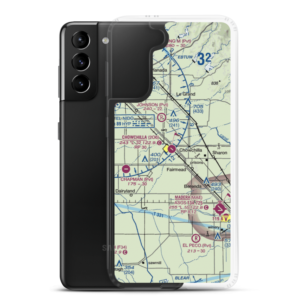 Chowchilla Airport (2O6) VFR Sectional Samsung Case Samsung Galaxy S21 Plus model shown