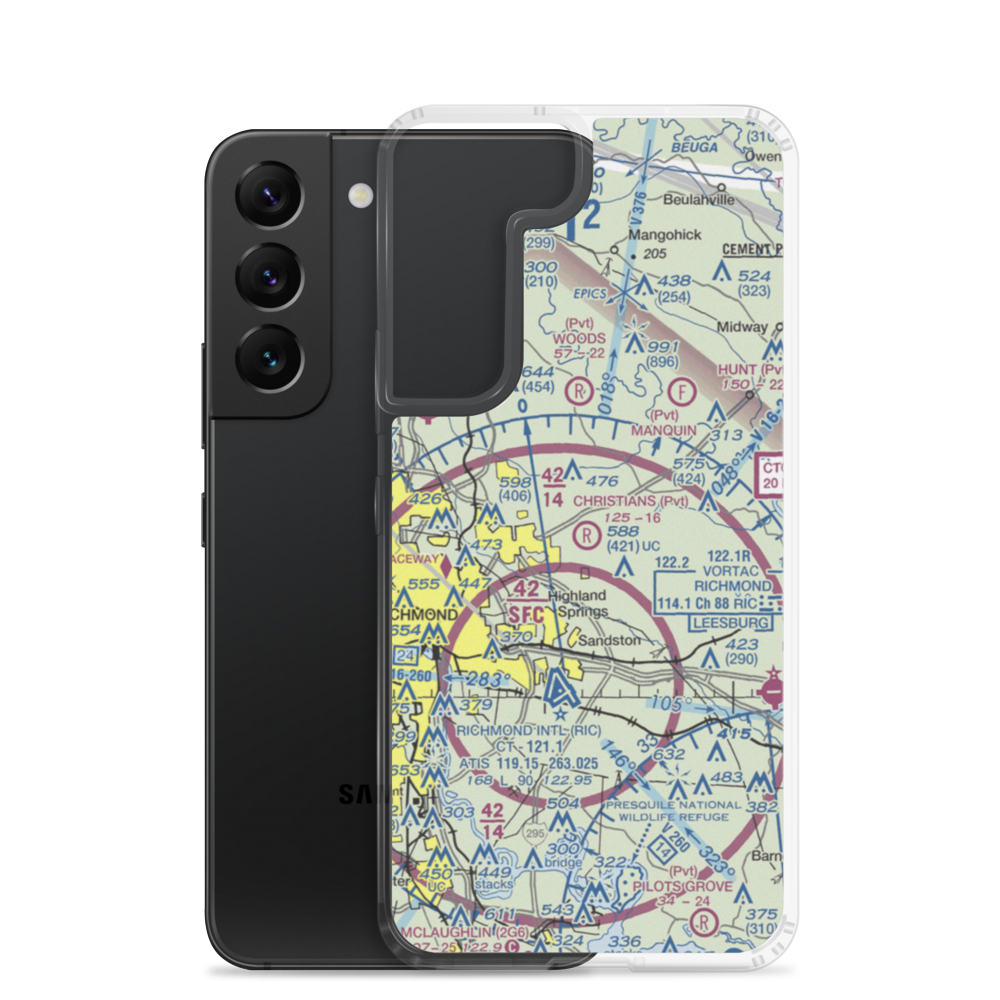 Christian's Airport (4VA8) VFR Sectional Samsung Case Samsung Galaxy S22 model shown
