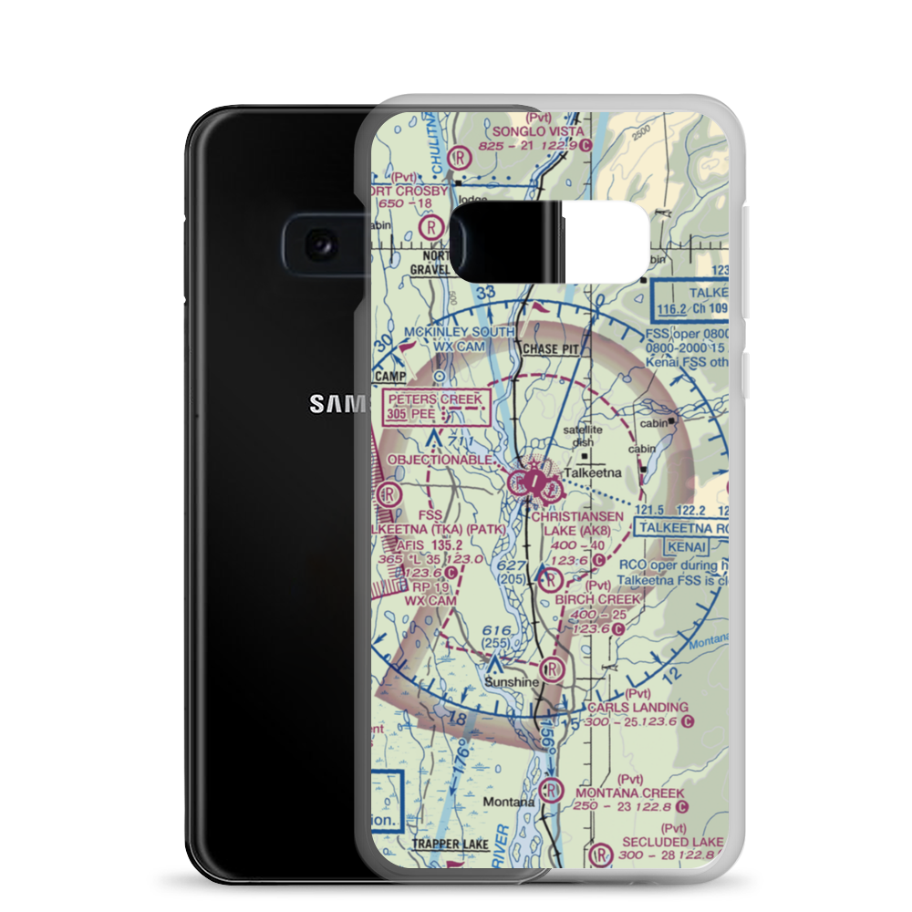 Christiansen Lake Seaplane Base (AK8) VFR Sectional Samsung Case Samsung Galaxy S10e model shown