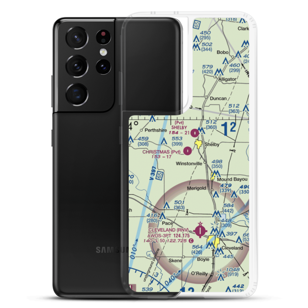 Christmas Airport (MS03) VFR Sectional Samsung Case Samsung Galaxy S21 Ultra model shown