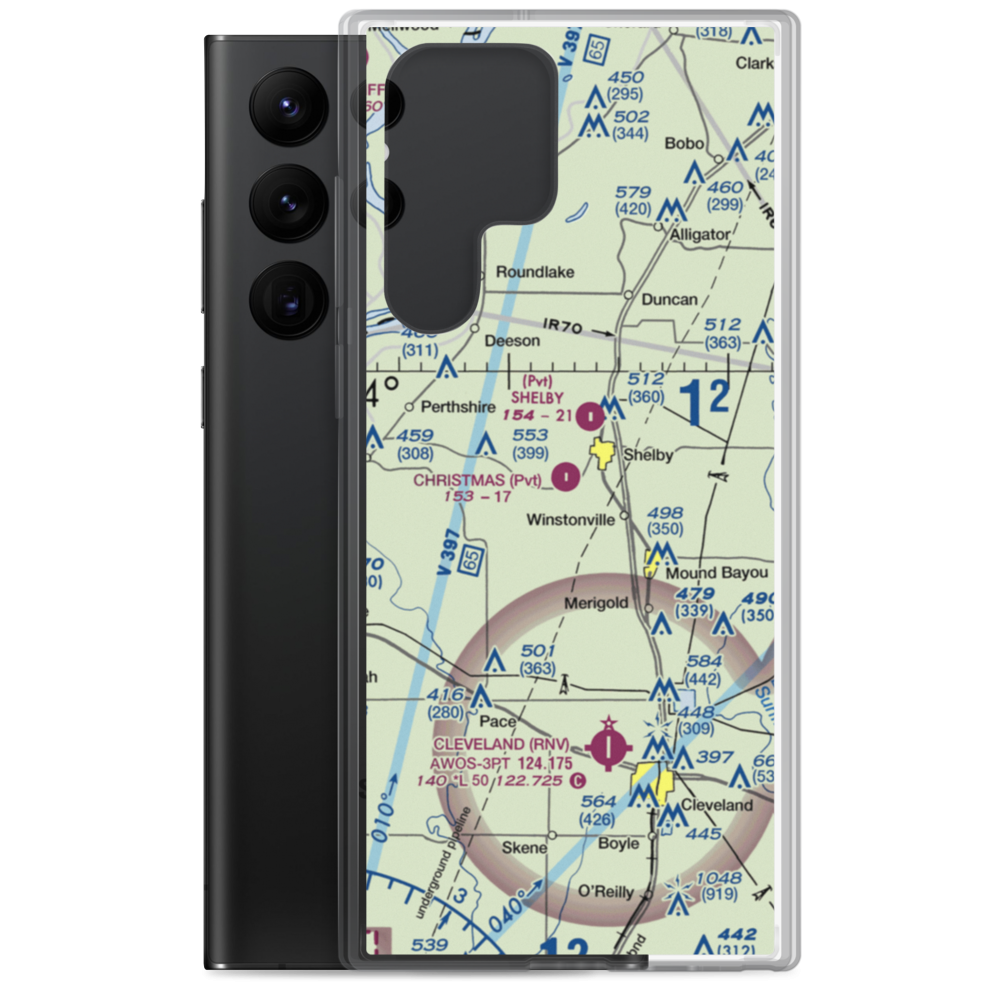 Christmas Airport (MS03) VFR Sectional Samsung Case Samsung Galaxy S22 Ultra model shown