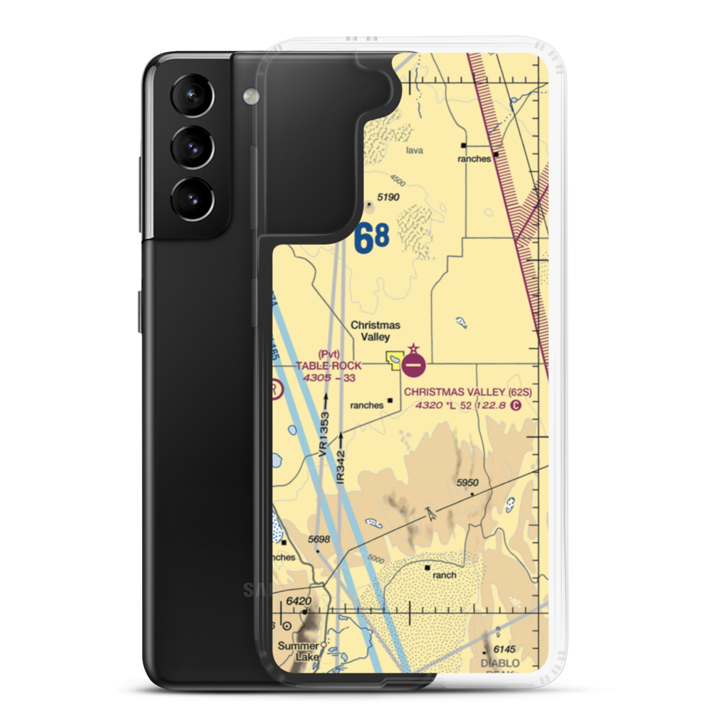 Christmas Valley Airport (62S) VFR Sectional Samsung Case Samsung Galaxy S21 Plus model shown