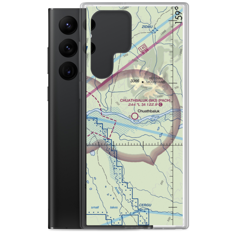 Chuathbaluk Airport (9A3) VFR Sectional Samsung Case Samsung Galaxy S22 Ultra model shown