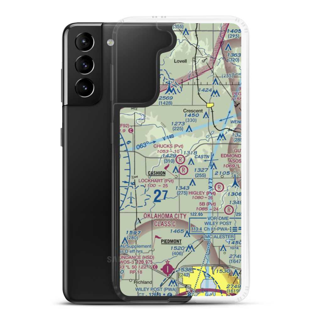Chuck's Private Airstrip (4OK6) VFR Sectional Samsung Case Samsung Galaxy S21 Plus model shown