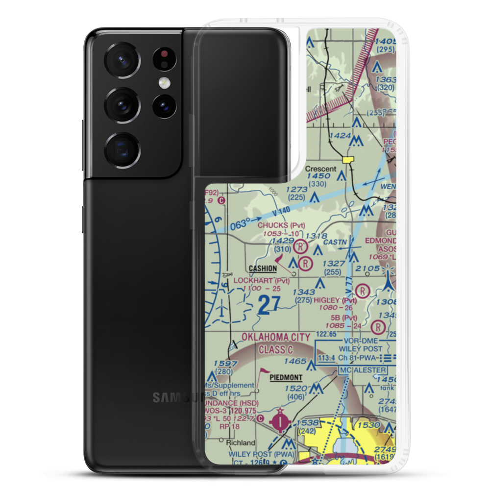 Chuck's Private Airstrip (4OK6) VFR Sectional Samsung Case Samsung Galaxy S21 Ultra model shown