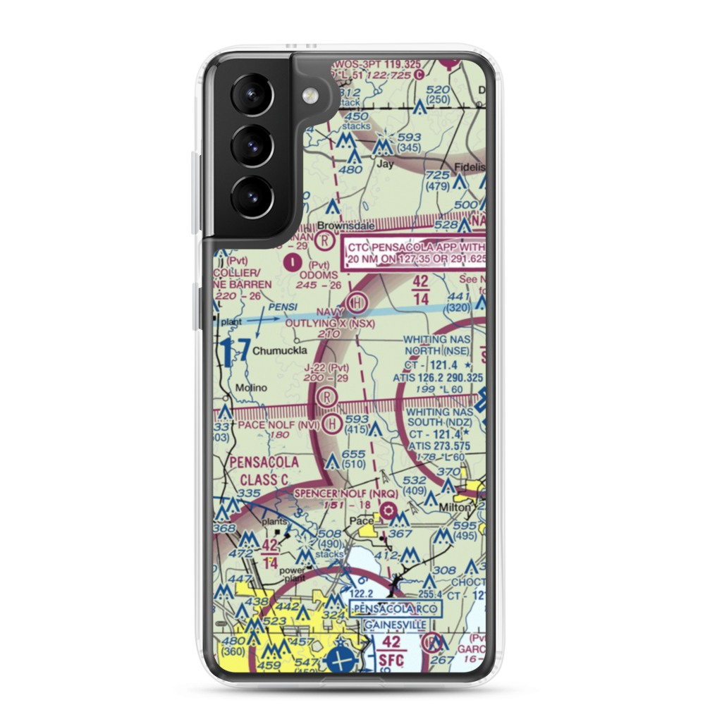 Chumuckla 20-20 Airport (93FD) VFR Sectional Samsung Case Samsung Galaxy S21 Plus model shown