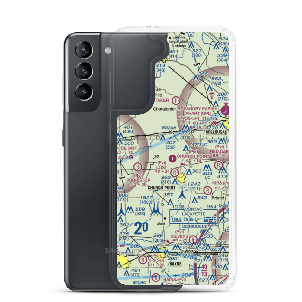 Church Point Flyers Airport (6LA5) VFR Sectional Samsung Case Samsung Galaxy S21 model shown