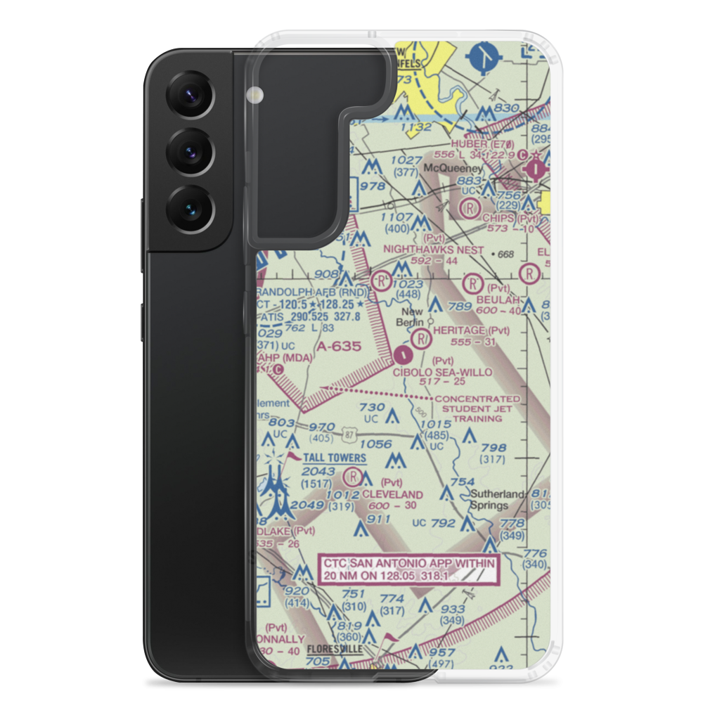 Cibolo Sea-Willo Airpark (TE67) VFR Sectional Samsung Case Samsung Galaxy S22 Plus model shown