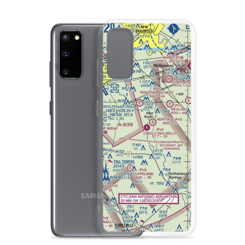 Cibolo Sea-Willo Airpark (TE67) VFR Sectional Samsung Case Samsung Galaxy S20 model shown