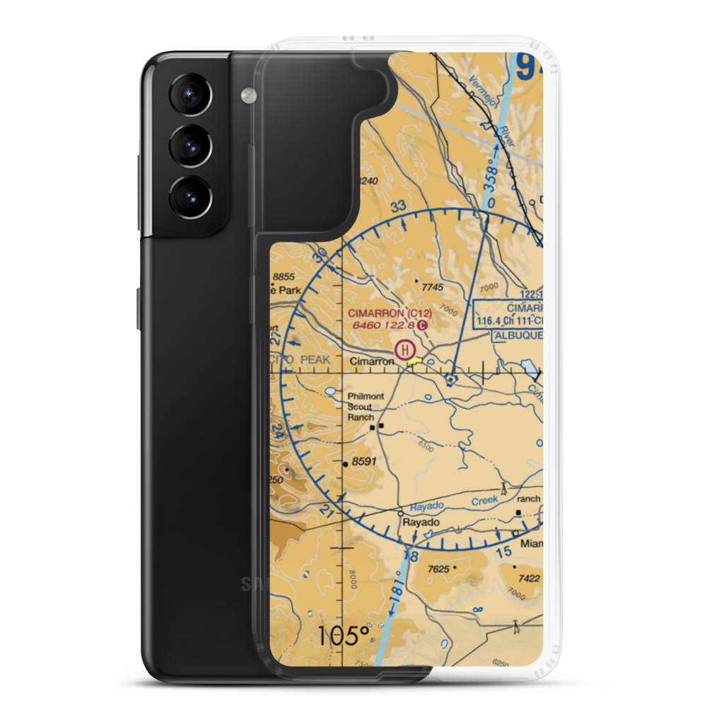 Cimarron Heliport (C12) VFR Sectional Samsung Case Samsung Galaxy S21 Plus model shown
