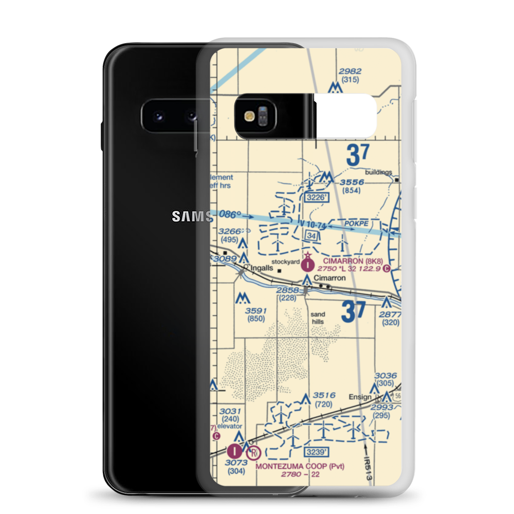 Cimarron Municipal Airport (8K8) VFR Sectional Samsung Case Samsung Galaxy S10 model shown