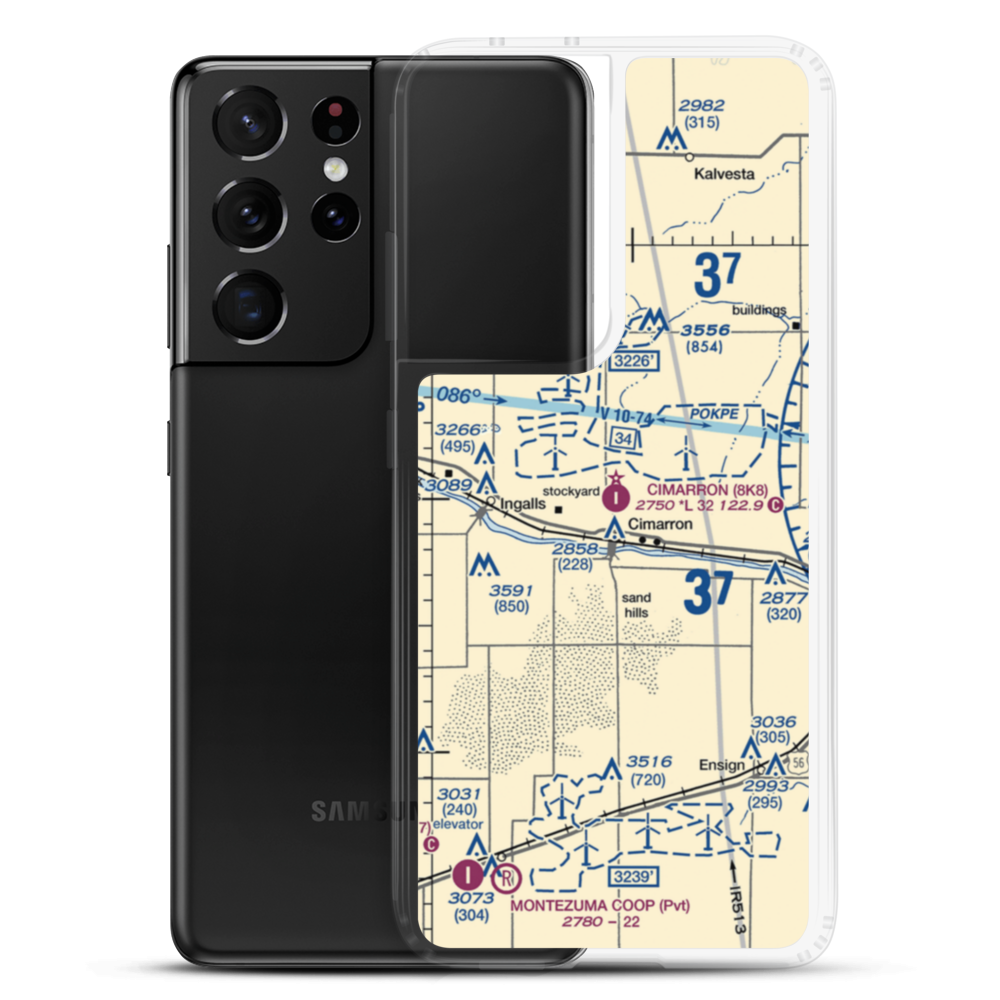 Cimarron Municipal Airport (8K8) VFR Sectional Samsung Case Samsung Galaxy S21 Ultra model shown